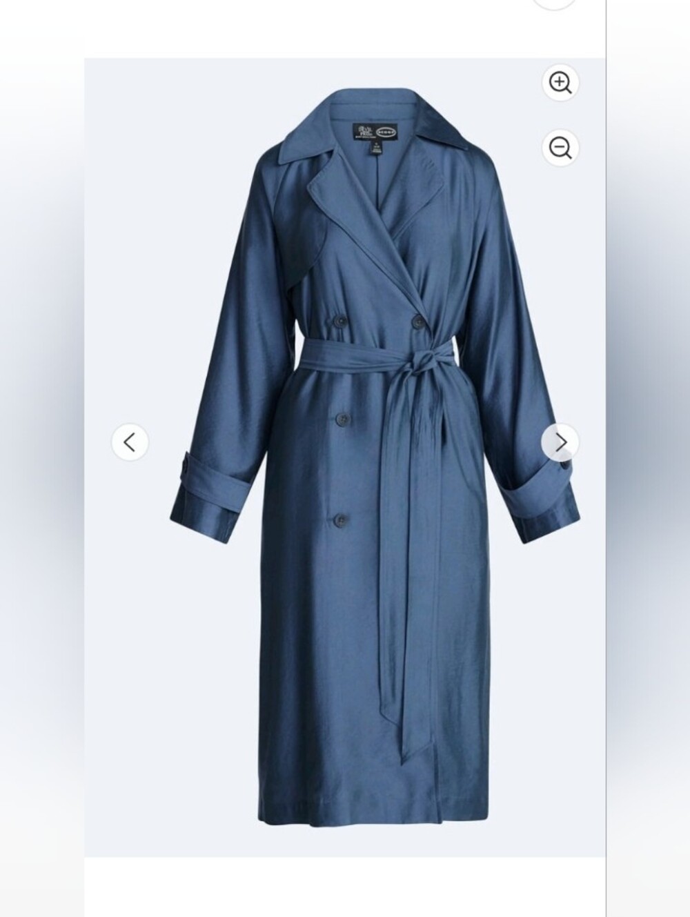 Silk-Blend Navy Belted Trench Coat by Club Monaco